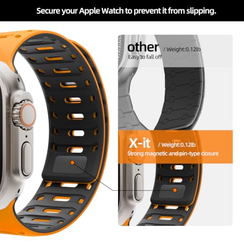 Image of X-it Magnetic Watch Band for Apple Watch Ultra 49mm, 46mm /45mm /44mm, Silicone Sport Strap with Strong Magnet for Men and Women, Compatible with Apple Watch Series 11 /10 /9 /8 /7 /6 /5 /4 /3 /2 /1 and SE