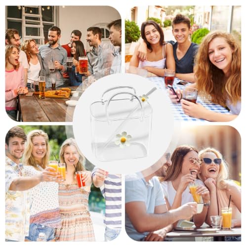 Vaso de cristal con forma de bolso de 770 ml y paja para jugos 5