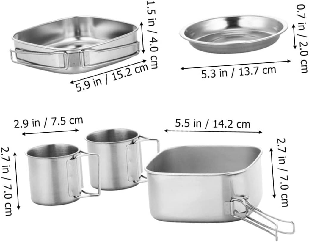 Sosoport Camping Cookware Set Portable Folding Pot Pan Set Camping Mess Kits for Outdoor Hiking BBQ