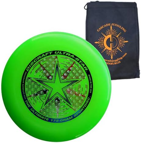 Discraft Ultrastar 175g Flying Disc - Ultimate Frisbee Competition Spec - Includes Cascade Juggling Bag (Green)