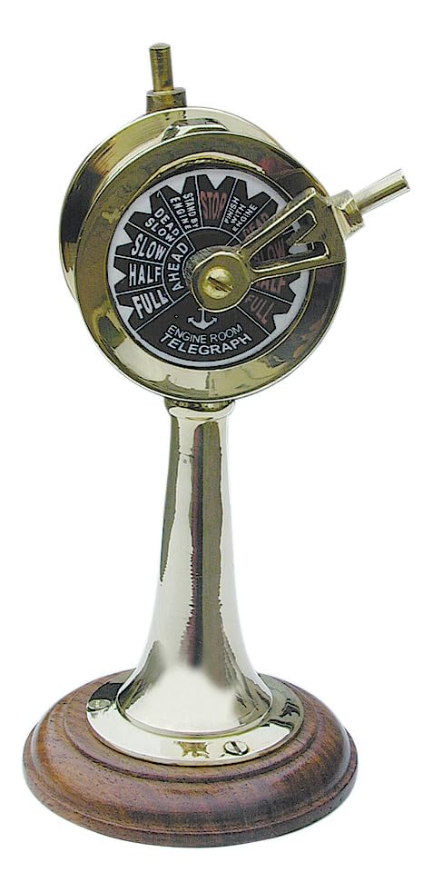 Sea-Club Maschinentelegraph maritime Deko Messing auf Holzsocke H=17cm