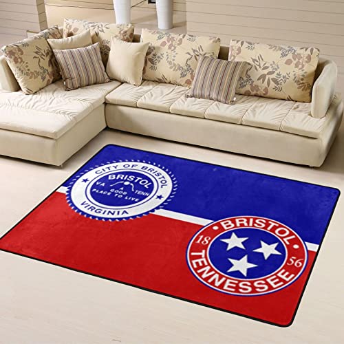 Bristol VA & TN Flag Area Rug 4x6 Indoor Floor Carpet