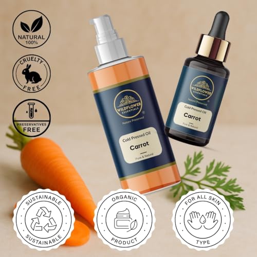 Image of Carrot Oil Cold Pressed for Face Skin Hair & Body Hydration Pure & Natural (30ml)