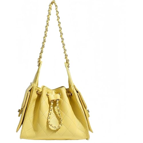 Women’s Classic Quilted Shoulder Bags Chain Strap Handbags Suede Tote Crumpled Purse Slouchy Hobo Bag