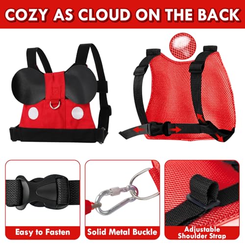 Lehoo Castle Toddler Leash for 1-5 Years, Baby Safety Harness for Boys with Anti-Lost Key Lock & Adjustable Strap, 3-in-1 Wrist Leash and Kids Backpack Harness for Walking Travel (Mickey Mouse) - Thumbnail 4