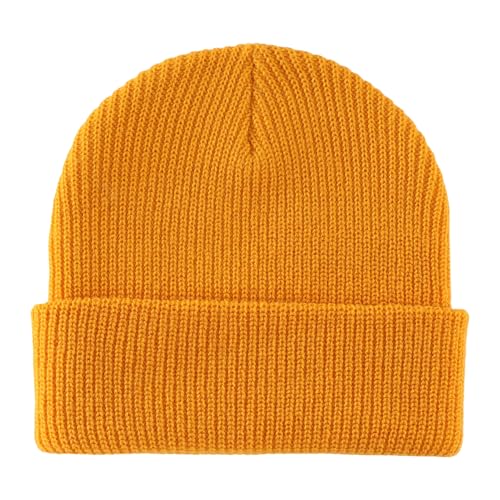 Home Prefer Beanie Hat for Men Women Winter Hats for Men Women Warm Cuff Beanie Knit Skull Cap for Running Hiking Gardening (US Alpha One Size Golden Yellow)