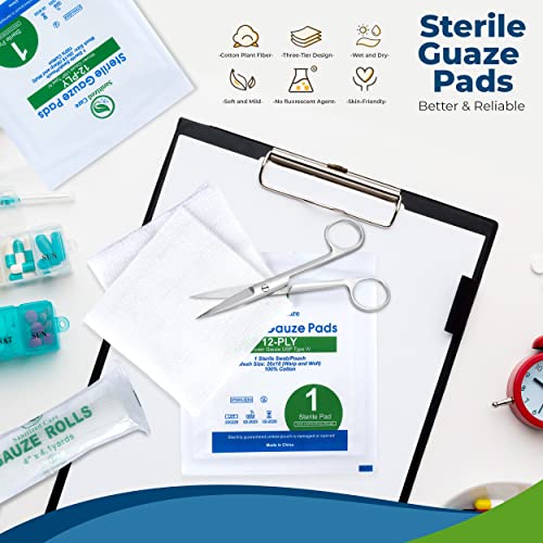 Premium 100Pc Large Gauze Pads 4X4 Sterile For Wounds Bulk - 12-Ply Woven Gauze Sponges - Usp Iv Thick And Breathable - First Aid Essential #TOP2