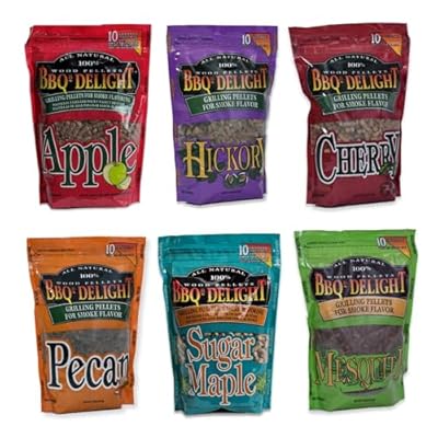 BBQr's Delight Wood Smoking Pellets - Super Smoker Variety Value Pack - 1 Lb. Bag - Apple, Hickory, Mesquite, Cherry, Pecan and Jack Daniel's