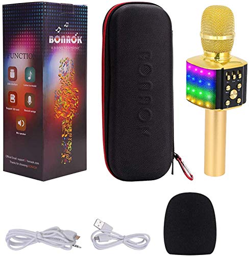 BONAOK Micrófono inalámbrico Karaoke Q36 Rojo Cover