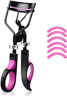 Eyelash Curler Professional Lash Curler with 6 Extra Silicone Refill Pads Lash Curler Lash Curler Handle Tool Cosmetic Makeup Tools for Women and Girls, Black Pink