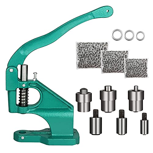 Machine à œIllets Robuste, Machine a Pince Oeillet pour Bache Cuir Bouton Pression Rivet, Durable Perforatrices Presse-œIllet avec 3 Moules 1500 œIllets 6/10/12mm pour Baches Tissus BannièRes Cover