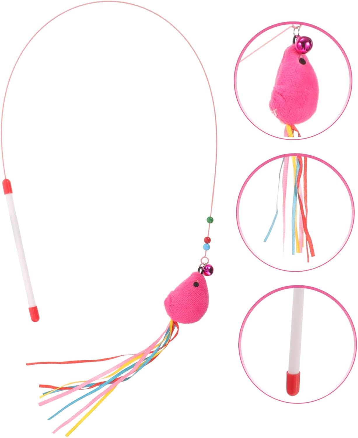 WOONEKY Interactive Cat Teaser Funny Teasing Toys Ribbon Mice for Indoor Play Material Engaging Cat Fishing Pole