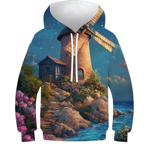 Sweat à capuche ado style 3D confortable pour protéger les enfants du vent et du froid