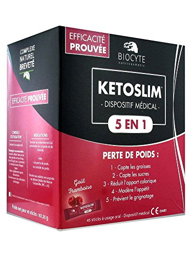 Biocyte - Ketoslim - Perte de Poids - 5 en 1 - Réduit l'apport calorique - Modère l'appétit - Prévient le grignotage - 45 Bâtons