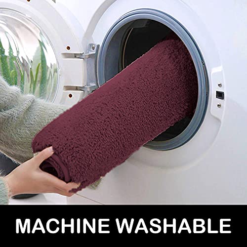Image of Flooring India Co Newman Rectangular Bath Mat 2500 GSM Super Soft Microfiber Anti Skid Slip Water Absorbent Bathroom Mats for Bedroom, Home, Door (40X60 CM, Wine)