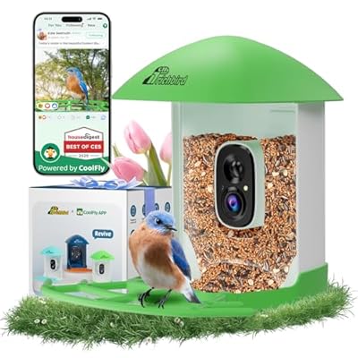 Smart Bird Feeder with Camera, 2K HD Birdwatching Camera with AI Identify Bird Species & Solar Panel, Auto Video Capture & Instant Notifications, Ideal Gifts for Lover, Green