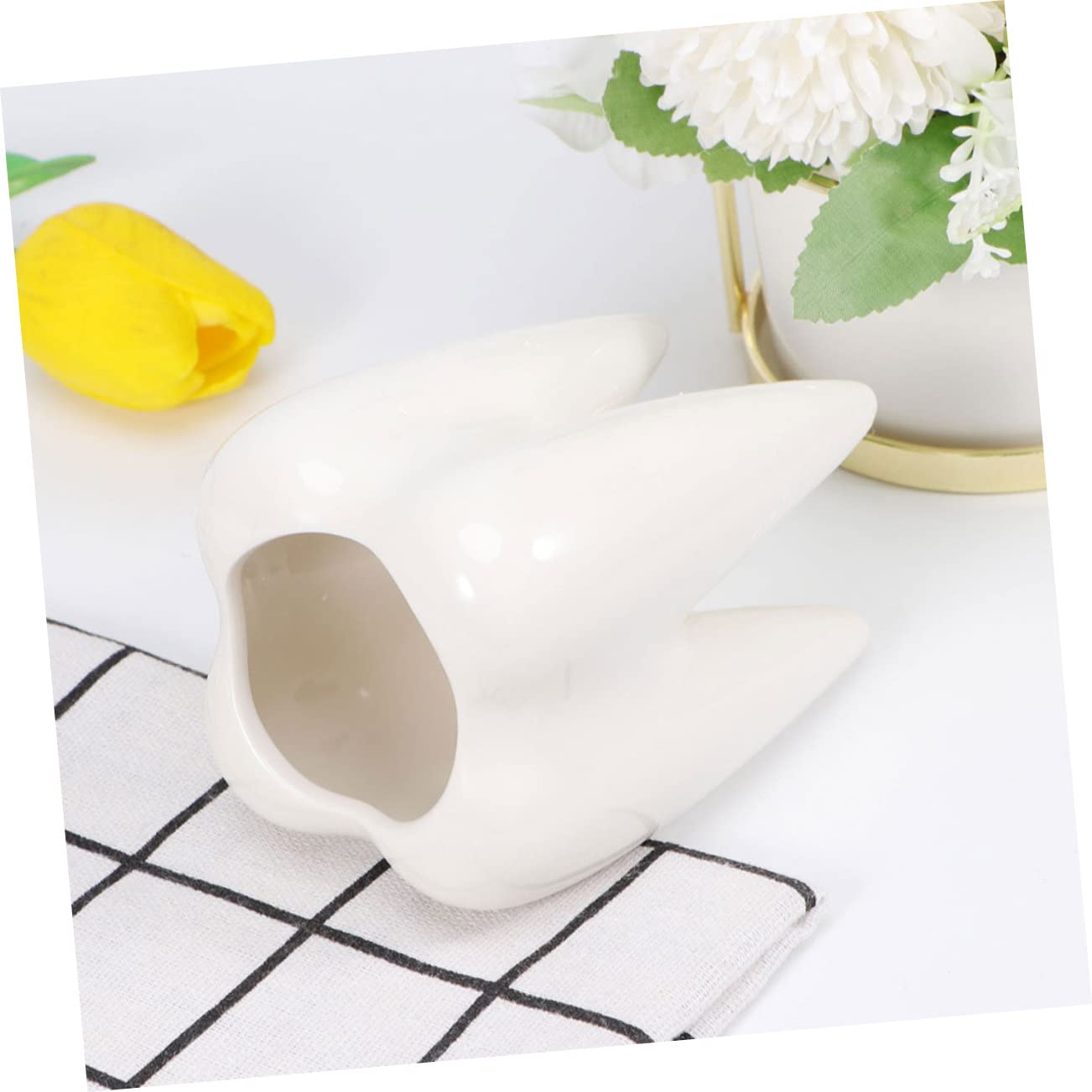 POPETPOP Białe Ceramiczne Doniczki Z Wzorem Zębów 6 Sztuk Małe Stylowe Dekoracje Do Domu Rośliny Doniczkowe