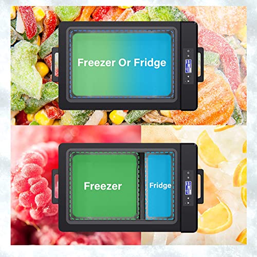 Keed Bing 12 Volt Car Refrigerator, 53 Qt Portable Car Refrigerator Freezer With Dual Zone Single Temperature, -4℉-68℉Carbon Steel Shell Car Fridge, For Outdoor, Travel & Home Use #TOP5