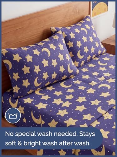 Image of Kids Queen Twinkle Stars Bed Sheets - 4 Piece Kids Twinkle Stars Sheet Set