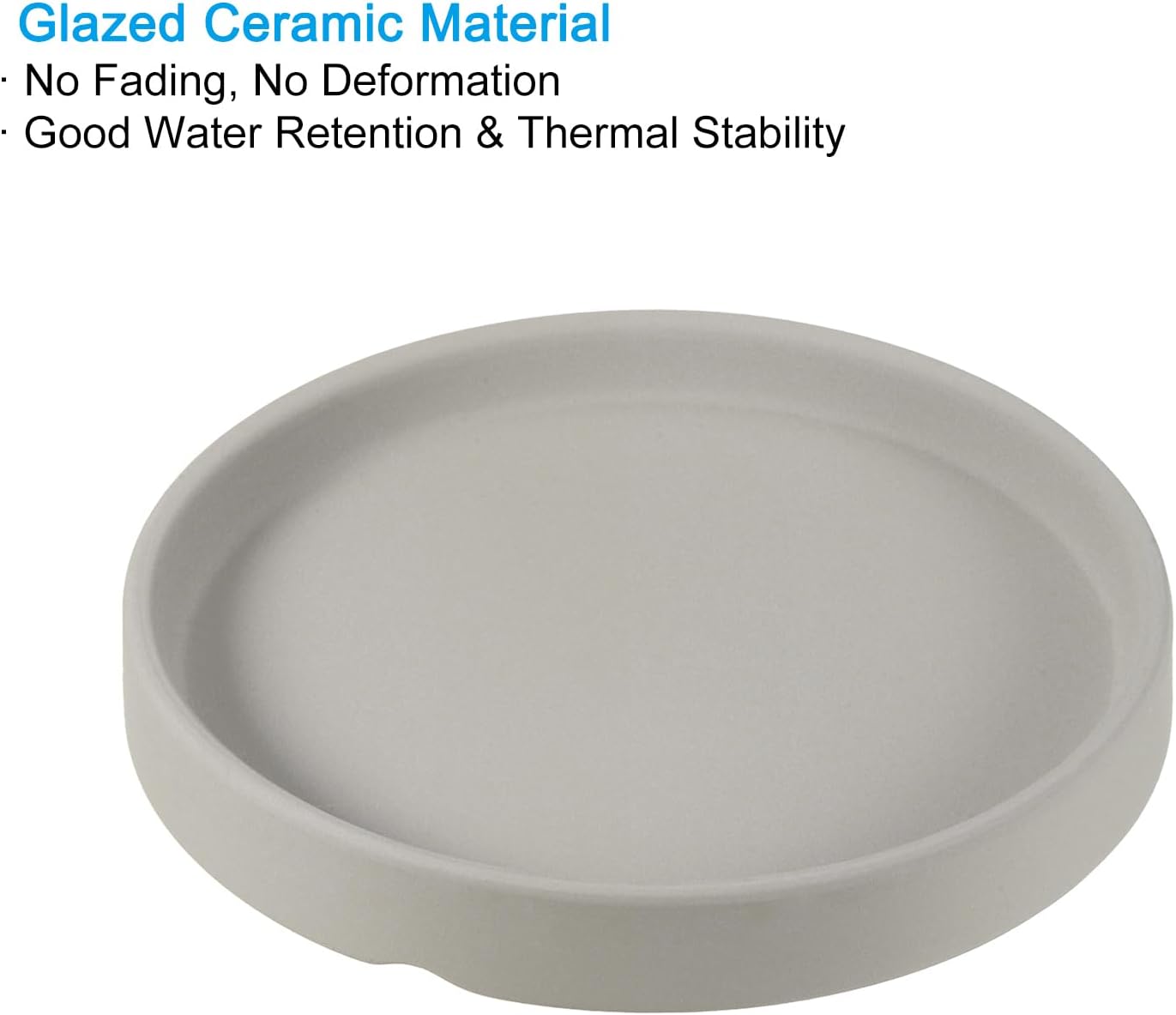 PATIKIL Plant Pot Saucer 5 Inch OD, 3 Pack Ceramic Round Flower Drip Tray for Indoor Outdoor, Light Gray