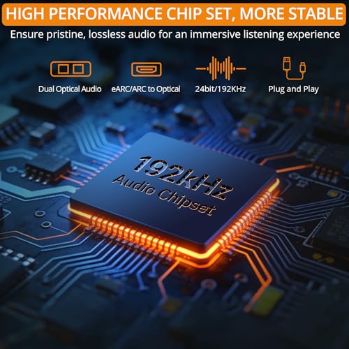 Image of Neoteck 1-in-2-out ARC /eARC Audio Extractor, HDMI ARC Audio to Optical Extractor with Supports PCM 2.0, Dolby 5.1, DTS 5.1, 24bit /192kHz, Plug and Play, for TV, Home Cinema & Legacy Audio Systems | with 1-in-2-out, Supports PCM 2.0, Dolby 5.1, DTS 5.1, 24bit /192kHz, Plug and Play for TV, Home Cinema & Legacy Audio Systems