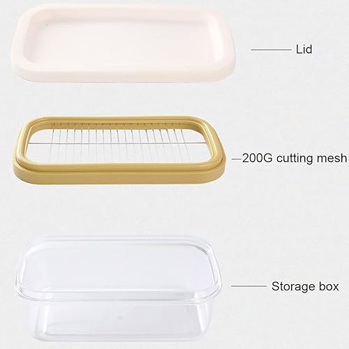 Miniatura 6 de Caja cortadora de mantequilla, plato de mantequilla de plástico con tapa, cortador de mantequilla de acero inoxidable, recipiente rectangular de