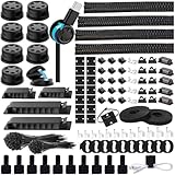 ELII 328Pcs Cable Management Kit, 8 Magnetic Cable Holder,69Adhesive Cable Clips,4 Cable Sleeve Split,22Reusable Cable Strap,200 Nylon Cable Zip Ties with 25 Mounts TV Office (Black)