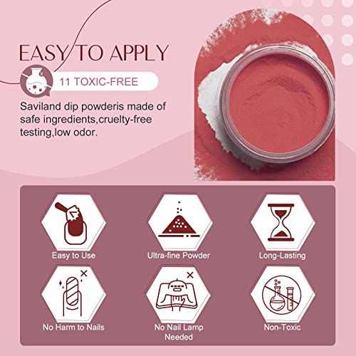 SAVILAND Kit de Unhas Em Pó de Imersão de 29 Unidades - Conjunto de Pó de Imersão Nu Branco Transpar