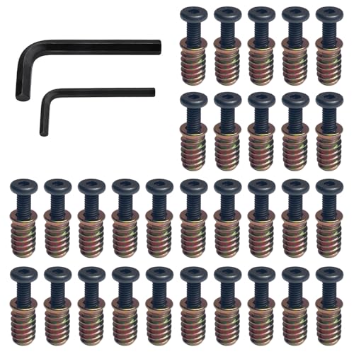 30 Sets 1/4-20 x 20mm Threaded Wood Inserts, Special Thread Inserts with Hex Nuts Fasteners for Furniture, Wooden Products, and Wood Models (M6 x 20mm)
