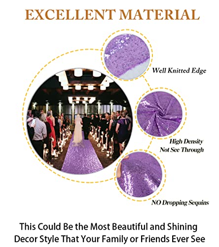 ShiDianYi Aisle Runners for Weddings Lavender 2FTx15FT Sequin Aisle Runner Light Purple Bridal Aisle Runner 15FT Carpet Runner Outdoor Aisle Runner for Wedding Ceremony
