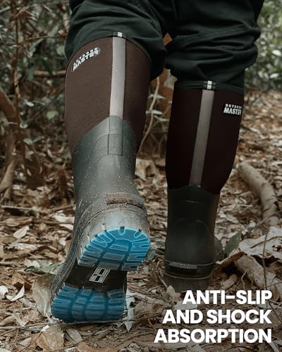 Image of OutdoorMaster Hunting Boots for Men, Waterproof Rubber Neoprene Boots, Anti-slipped Insulated Outdoor Boots
