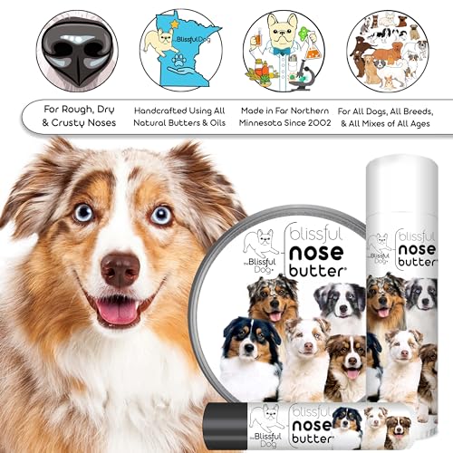 Image of The Blissful Dog Australian Shepherd Nose Butter for Dry, Cracked Skin, Lick-Safe Dog Nose Balm with Moisturizing Shea Butter, Almond, Olive, and Essential Oils, Pet Supplies, Uncented, 4 oz.