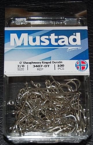 100 Mustad 3407DT Size 2/0 Saltwater Big Game Duratin J Hooks 3407DT-20
