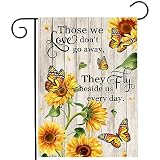 Memorial Garden Flag Monarch Butterfly Decor Sunflower Flags for Cemetery Grave Flag Those We Love Don't Go Away They Fly Beside Us Every Day Signs