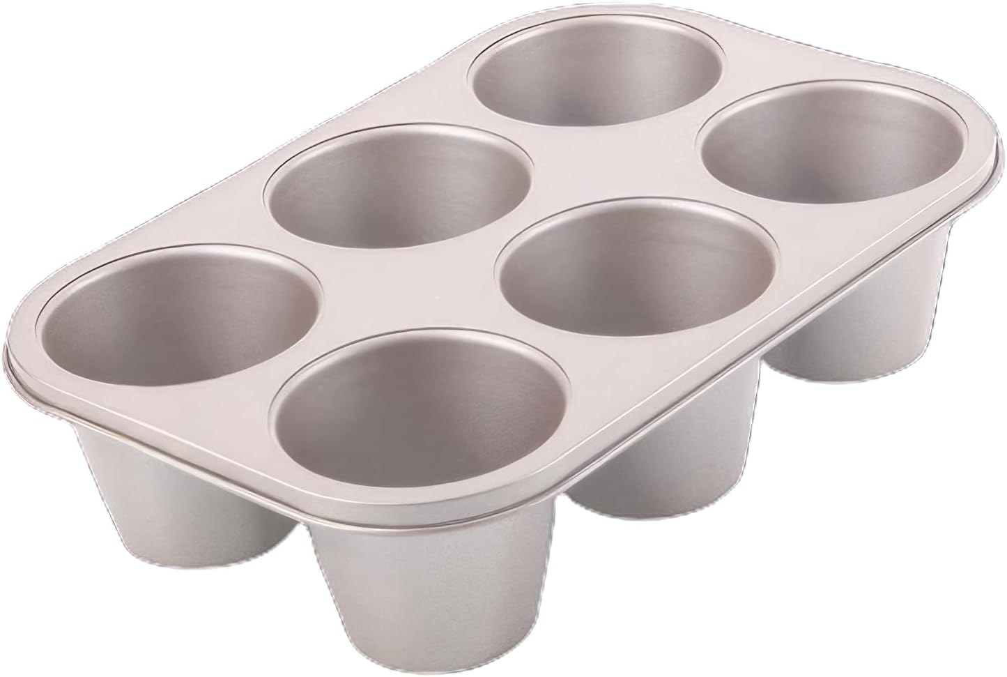 Silver Popover Pan - 6-Cavity Non-Stick Tray Mold for Premium Homemade Cupcakes, Muffins, Cheesecakes, Breads - Professional Grade for Bakery & Kitchen Oven