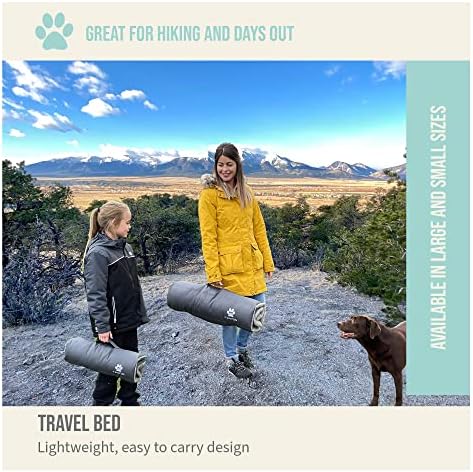A Woof Life Small / Puppy Travel Dog Bed. Indoor & Outdoor Roll Up Mat with Water Resistant Base and Soft Upper-side. Great for a Garden, Camping, Car Boot, Crate, or Office.