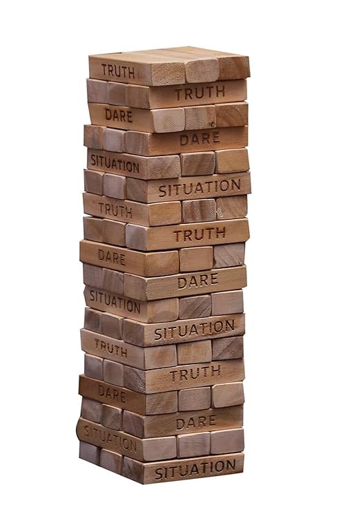 Lakshya India Wooden Truth, Dare, and Situation Stacking,Construction Building Block Tower Smart Play Game Suitable for Kids, Adult and Teen,Gift Purpose,Amazing Toy Sets (54 pcs) (B0DBHK1Q4L) Amazon Price History, Amazon Price Tracker