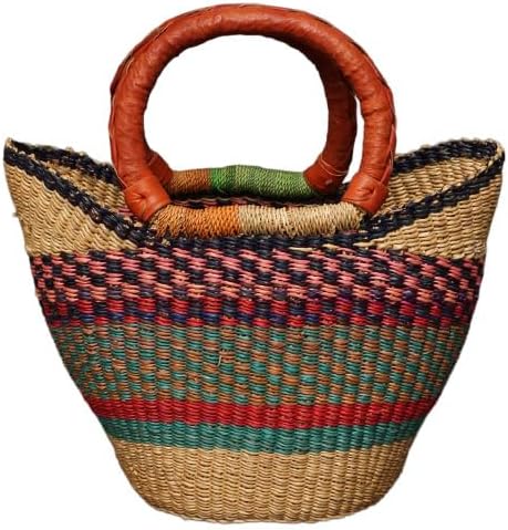 アフリカ ブルキナファソ 猫耳 バスケット Mサイズ No.15 アフリカン かご 小物入れ マルシェバスケット