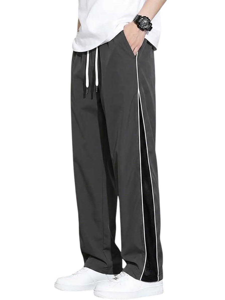 Straight Fit Track Pant for Men | Baggy Track Pants | Lower for Men | Casual Wide Leg Stripe Pants-image-33