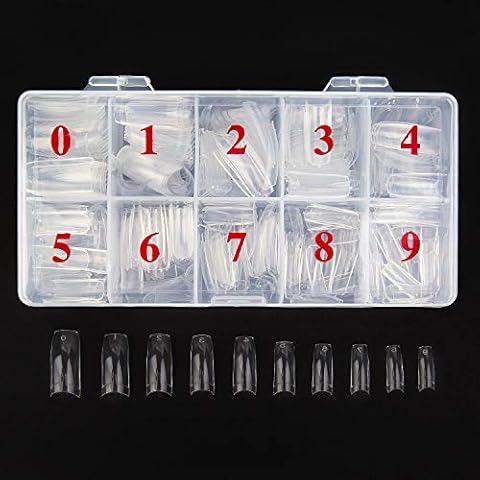 Beuniar Acrylic Nail Tips Clear 500Pcs French Artificial False Tip for Manicure Nails Art Salons & Home DIY Cover