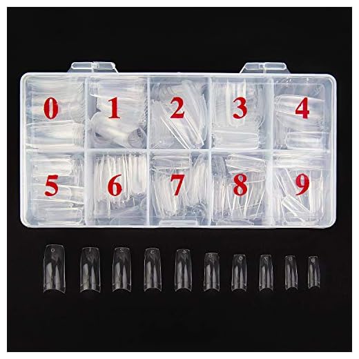 Beuniar Acrylic Nail Tips Clear 500Pcs French Artificial False Tip for Manicure Nails Art Salons & Home DIY