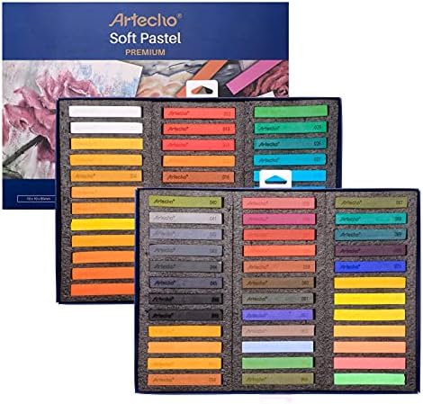 Artecho Soft Pastel Set of 72, Including 4 Fluorescent colors Premium Square Chalk for Drawing, Blending, Layering, Shading, Art Supplies for Kids, Beginners, Students, Experienced Artists