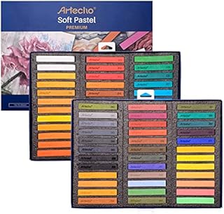 Artecho Soft Pastel Set of 72, Including 4 Fluorescent colors Premium Square Chalk for Drawing, Blending, Layering, Shading, Art Supplies for Kids, Beginners, Students, Experienced Artists