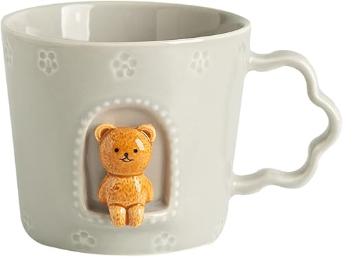 Miniatura 7 de DIHOclub Taza de cerámica de conejo con ventana de animales y dibujos animados, hecha a mano, regalo de vacaciones y cumpleaños para hija, hijo,