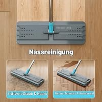 JOYMOOP Wischmopp- und Eimer-Set mit Auswringer, mit 3 wiederverwendbaren Mikrofaser-Wischpads, Wischmopps für Bodenreinigung und Wandreinigung, freihändiger Flachmopp für den Heimgebrauch – Grau + – Ansicht 9