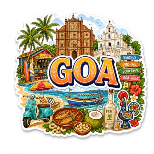 Zesta Wooden Fridge Magnets Set | Refrigerator Decor Magnets for Kitchen | India Souvenir Fridge Magnet Collection | Wooden Magnet for Fridge Door Decoration (Goa)
