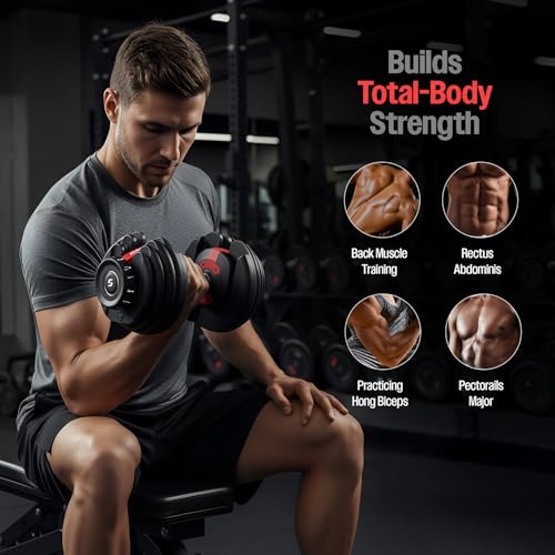 Image of Sparnod Fitness SAD-16 Adjustable Dumbbell 16kg, 12 Gear Quick Adjustment Digital Dial, High-Strength Steel, Nylon & Soft Rubber, 8 Safety Locks, Non-Slip Handle, Base Tray, Full-Body Strength Training