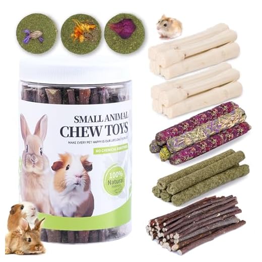 JOUSONTY 50-60 Pcs Rabbit Chew Toys, Guinea Pig, Hamster, Bunny Chew Toys, Sweet Bamboo, Apple Stick, Timothy Stick, Prevent Teeth Overgrowth, Clean Teeth