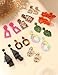 JeryWe 9 Pairs Clip on Earrings for Women Fashion Rattan Acrylic Tassel Drop Dangle Earrings Set Lightweight Geometric Statement Bohemian Clip Earrings for Non Piercied Pink