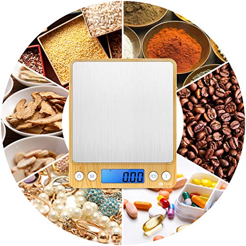 Amir (Upgraded) Brifit Digital Kitchen Scale, 500G Mini Pocket Jewelry Scale, Cooking Food Scale With Back-Lit Lcd Display, 2 Trays, 6 Units (Battery Included) #TOP5